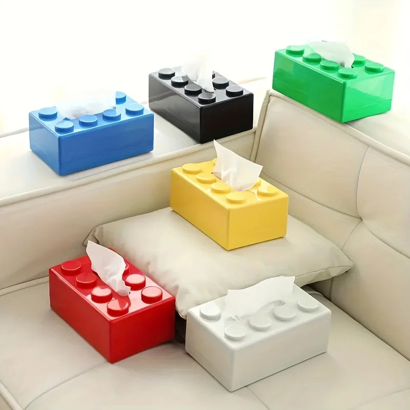 1pc Building Block Style Tissue Box, Multifunctional Plastic Organizer Suitable for Kitchen, Bathroom,Living Room,Bright Colors
