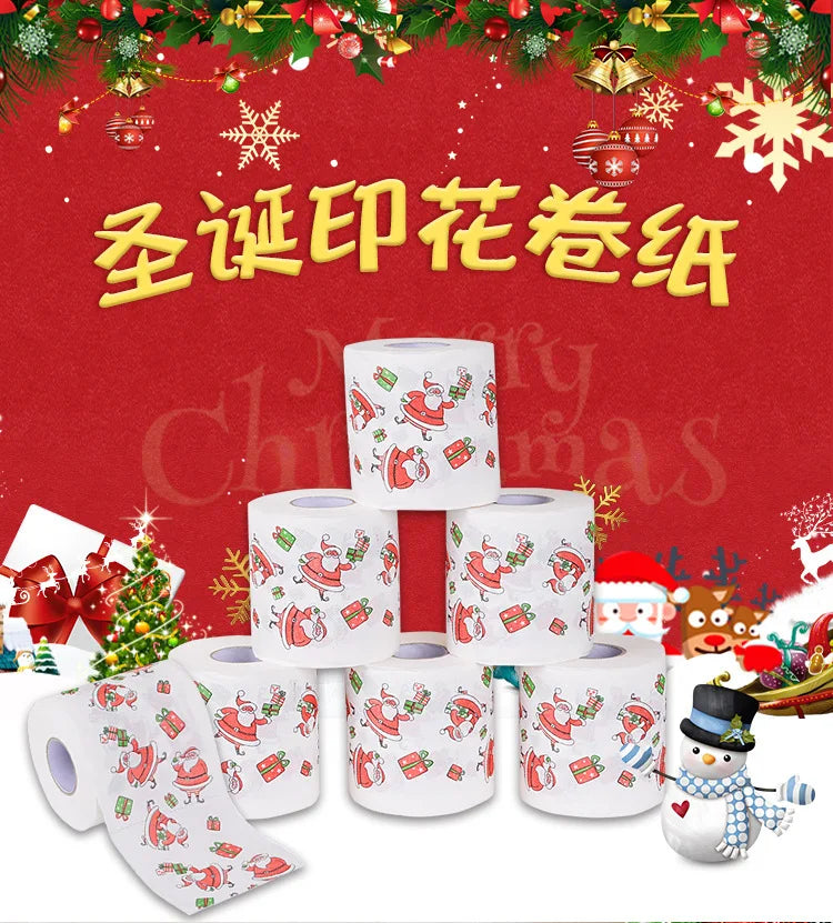 Toilet Paper Christmas Pattern Series Roll Paper Santa Claus Reindeer Hygienic Paper Creative Toilet Papers Rolls Funny Napkins