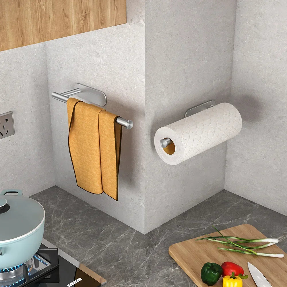 1PCS Kitchen Paper Towel Holder Toilet Paper Holder Adhesive Tissue Rack Napkin Dispenser Cabinet Storage Bathroom Accessories