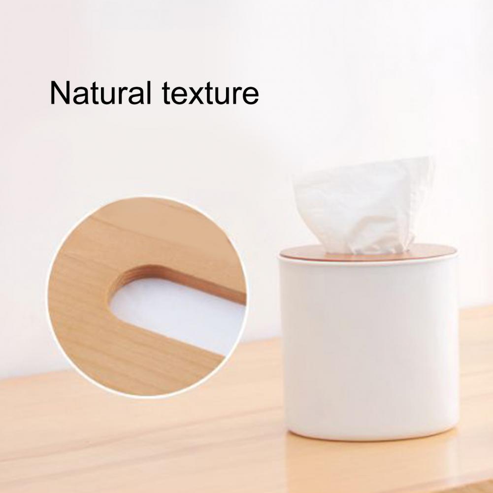 Plastic Tissue Box Wooden Lid Square Napkin Holder Container Wet Tissue Paper Dispenser Case Modern Home Car Organizer