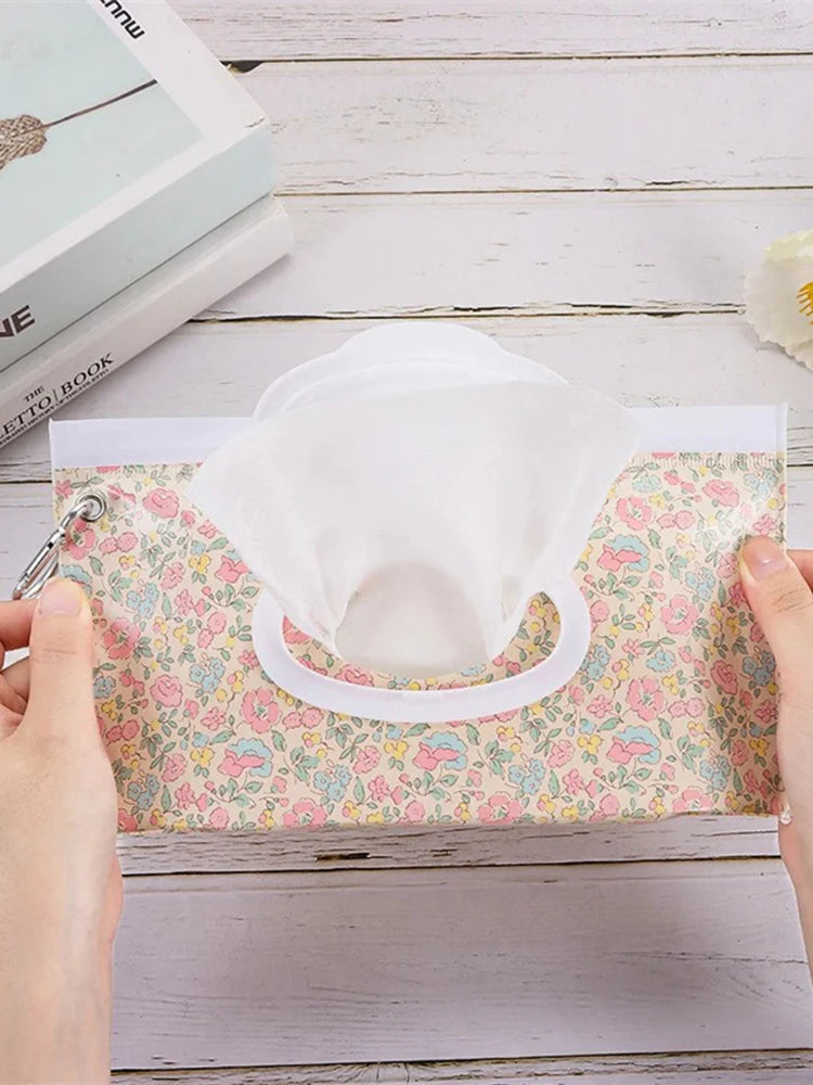 EVA Baby Wet Wipe Pouch Portable Wipes Holder Case Flip Cover Snap-Strap Reusable Refillable Cosmetic Pouch Useful Tissue Box