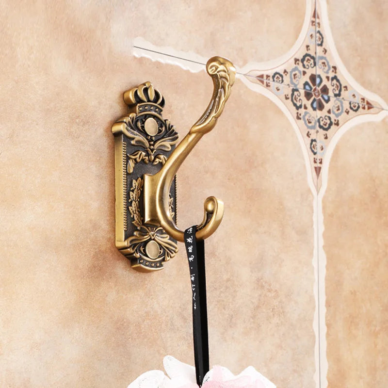 Antique Solid Aluminum Bathroom Hardware Set, Wall Mounted Towel Bar & Soap Basket & Toilet Paper Holder & Robe Hook