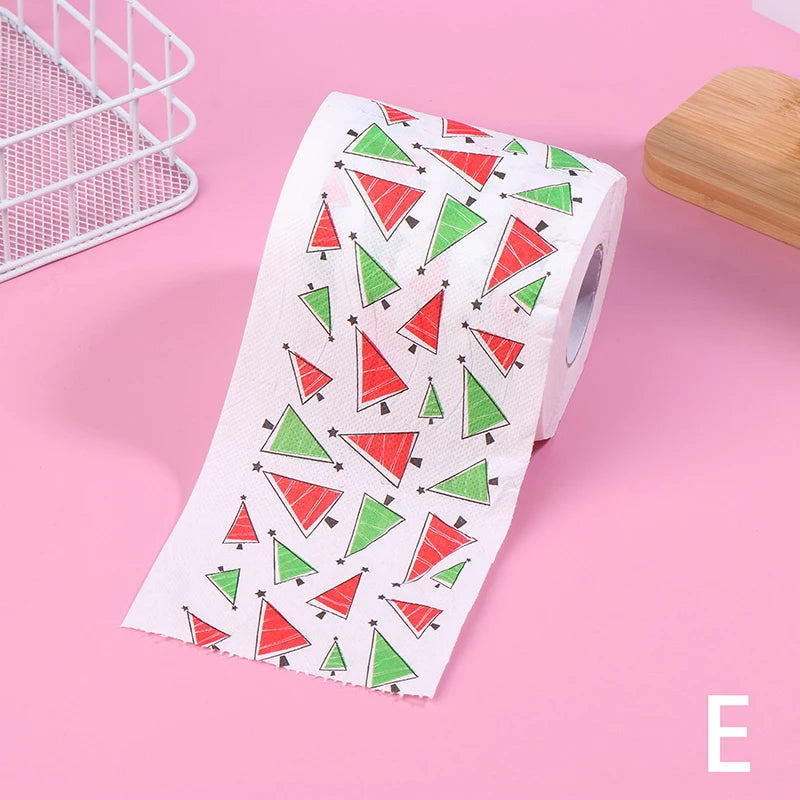 Creative Cartoon Toilet Paper Christmas Pattern Series Roll Paper Santa Claus Reindeer Hygienic Paper Rolls Funny Napkins