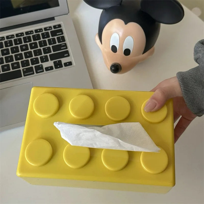 1pc Building Block Style Tissue Box, Multifunctional Plastic Organizer Suitable for Kitchen, Bathroom,Living Room,Bright Colors
