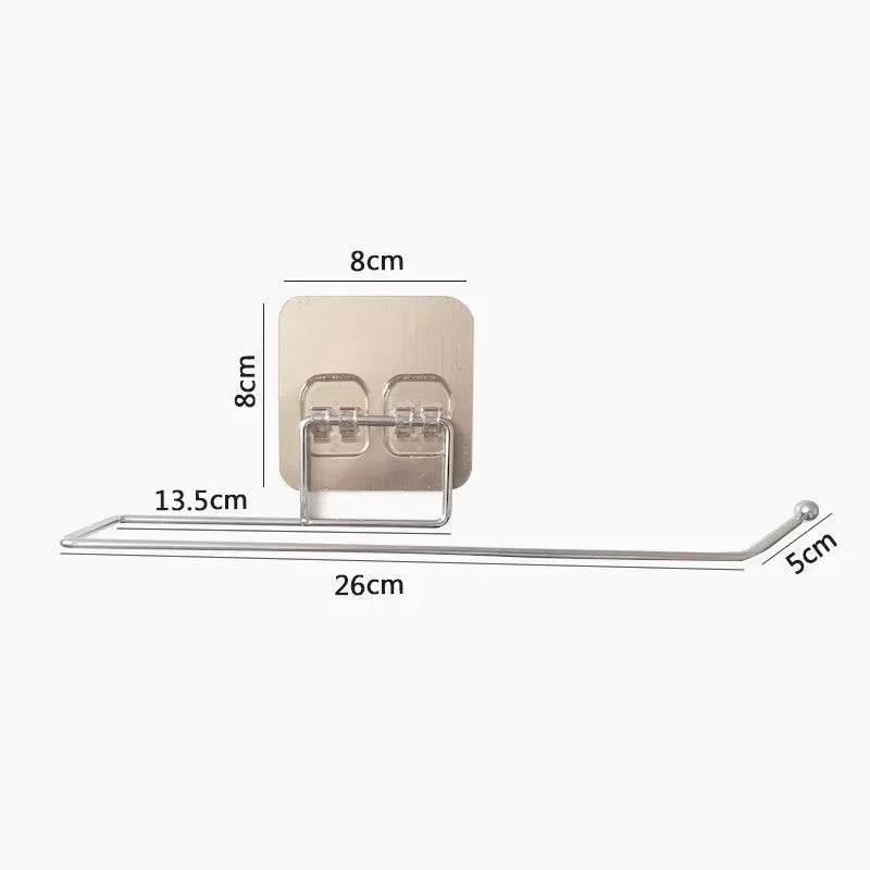 Adhesive Toilet Paper Holder Stainless Steel Wall Mount Kitchen Roll Towel Rack Napkin Dispenser Absorbent Stand Tissue Hanger