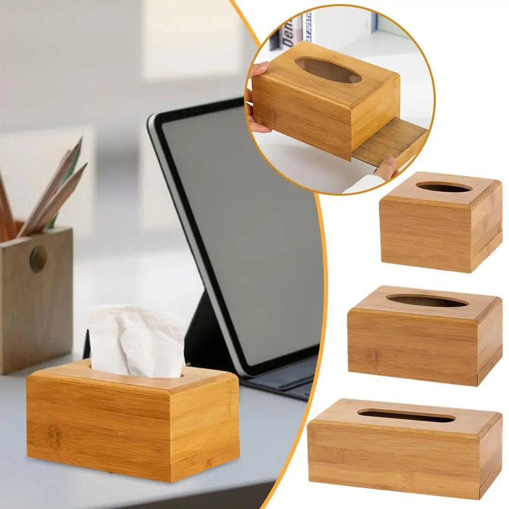 Bamboo And Wood Tissue Box Advertising Box Paper Drawing Box Home Storage Box Restaurant Paper Drawing Box Home Storage Box