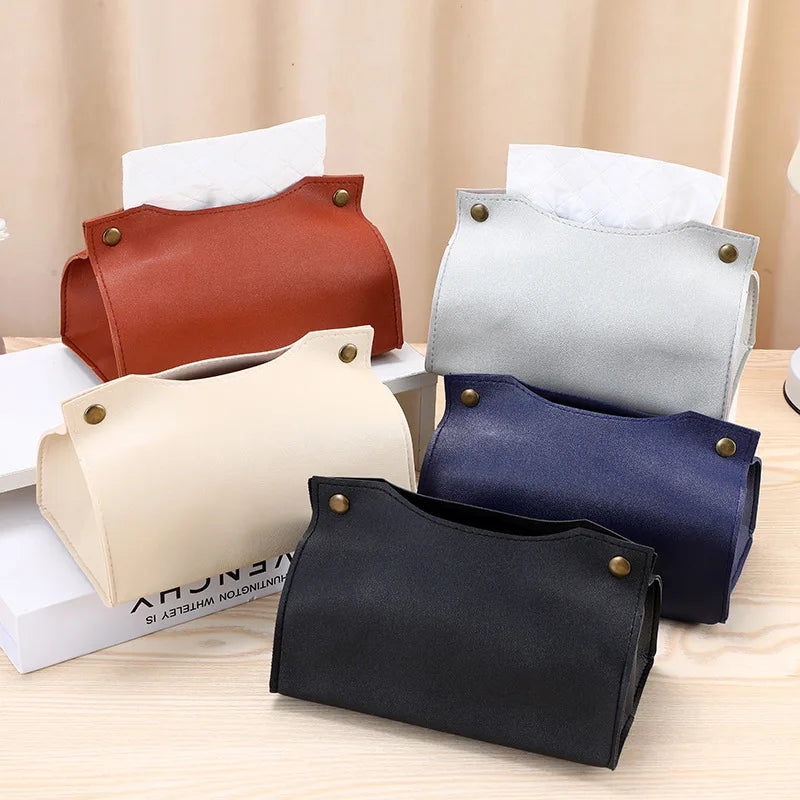 Pu Leather Tissue Box Cover Holder Car Living Room Bedroom Decoration Kitchen Desktop Nordic Home Napkin Holder Large Storage