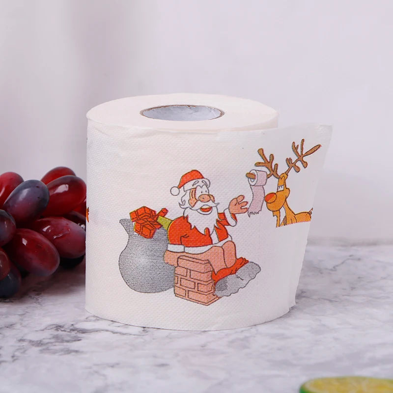 30m/roll Christmas Table Napkin Home Santa Claus Bath Toilet Roll Paper Xmas Decor Tissue Christmas Decorations New Year Gifts