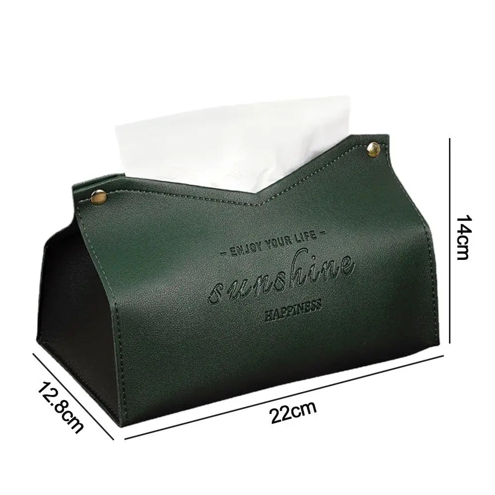Tissue Box Holder Home Living Room Coffee Table Desktop Simple Napkin Box Kitchen Storage Paper Box PU Leather Organizers