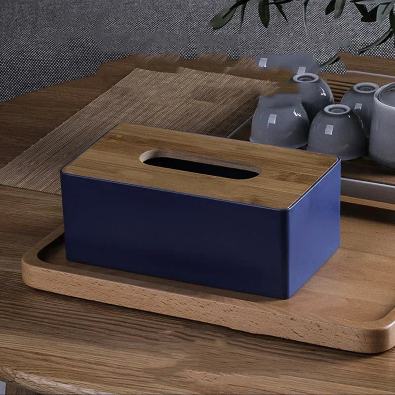 Tissue Box Table Napkin Rings Tissue Case Paper Box Container Bamboo Cover Solid Wood Storage Box Home Tissue Box Holder