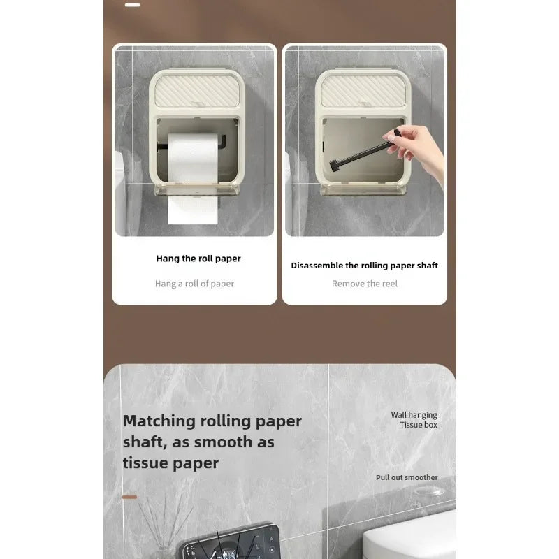 New HOT Toilet toilet carton Wall-mounted tissue box No punching Waterproof toilet paper Roll paper rack