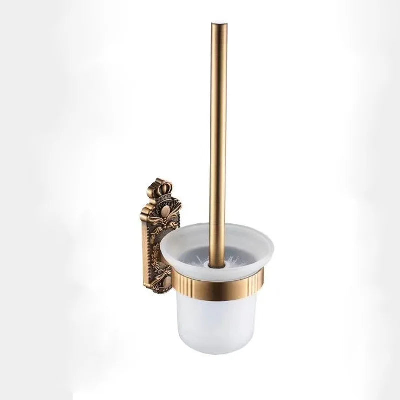 Antique Solid Aluminum Bathroom Hardware Set, Wall Mounted Towel Bar & Soap Basket & Toilet Paper Holder & Robe Hook