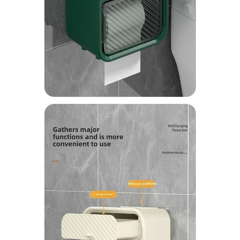 New HOT Toilet toilet carton Wall-mounted tissue box No punching Waterproof toilet paper Roll paper rack
