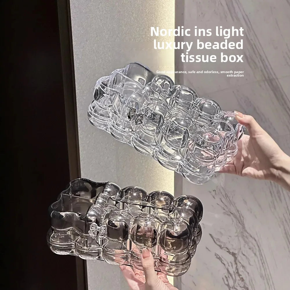 Nordic Style Tissue Box Transparent High Aesthetic Value for Living Room Coffee Table Drawstring Tissue Box Creative Personalize