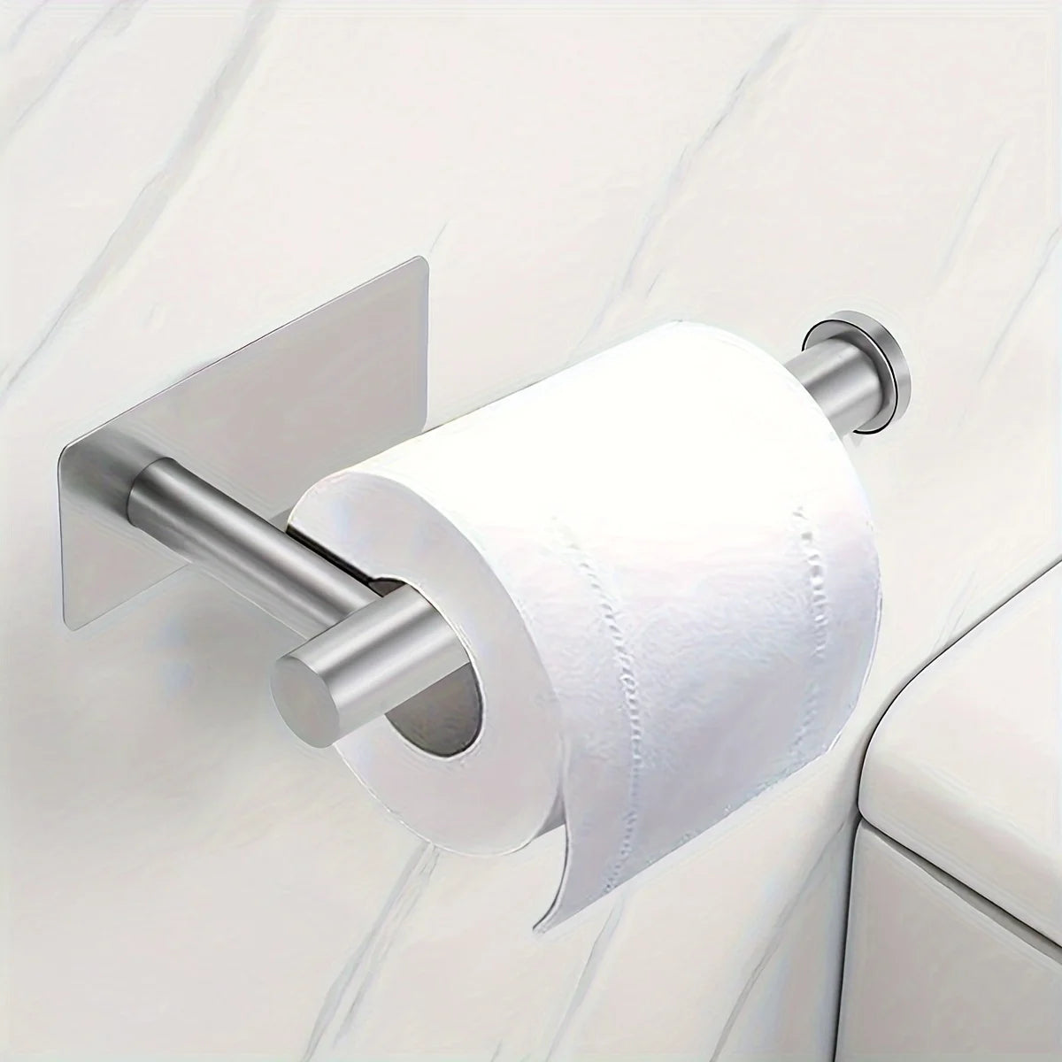 Heavy Duty Stainless Steel Toilet Paper Holder, Self-Adhesive No-Drill Wall Mount, Brushed Finish Bathroom Tissue Roll Dispenser