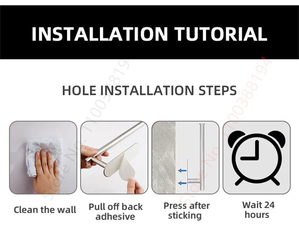 Adhesive Toilet Roll Paper Holder Organizer Wall Mount Storage Stand Kitchen Bathroom No Drill Tissue Towel Dispenser Stainless