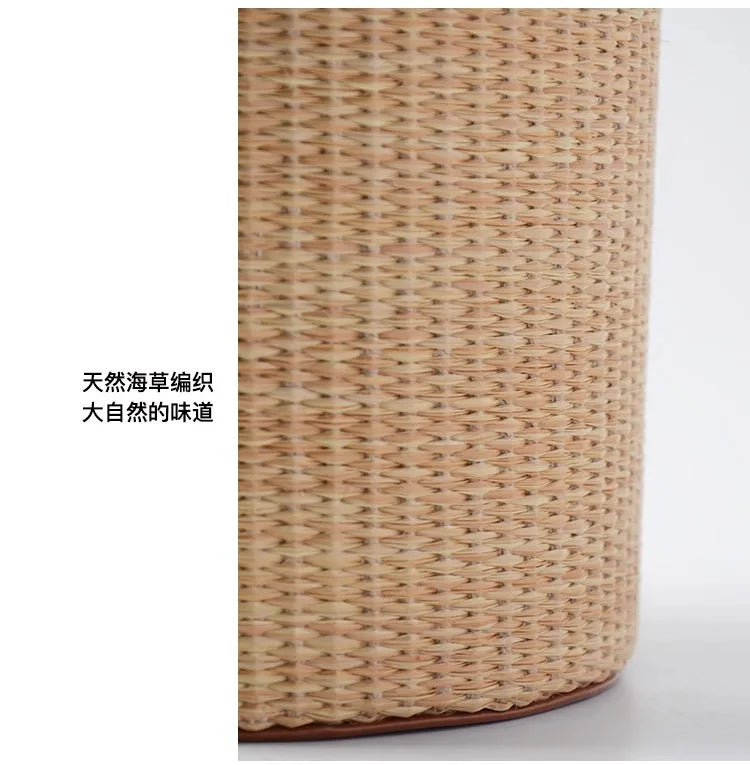 Seagrass Leather Napkin Holder Handwoven Tissue Storage Box French Style Elegant Table Decor Home Organizer Straw Wicker Design