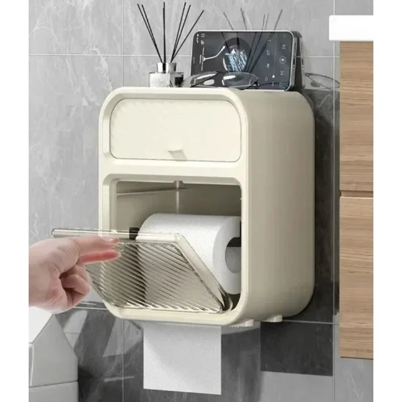 New HOT Toilet toilet carton Wall-mounted tissue box No punching Waterproof toilet paper Roll paper rack