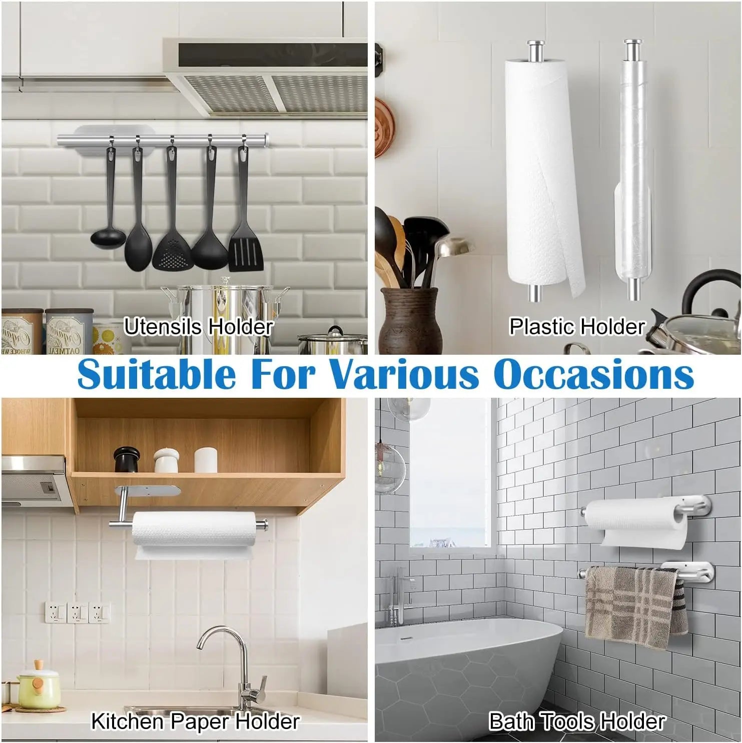 1PCS Kitchen Paper Towel Holder Toilet Paper Holder Adhesive Tissue Rack Napkin Dispenser Cabinet Storage Bathroom Accessories