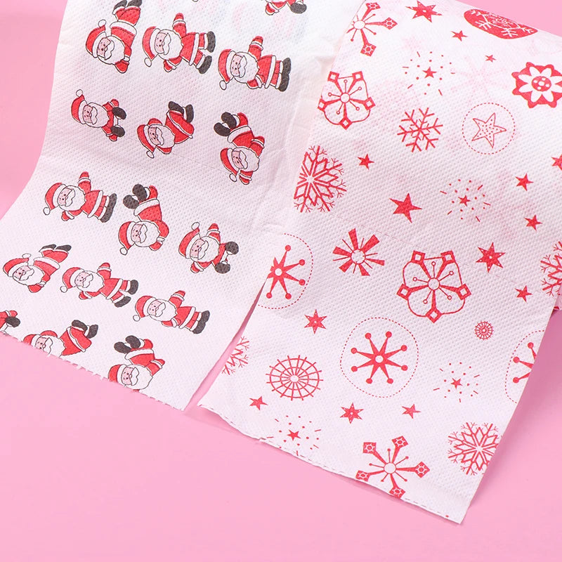 Creative Cartoon Toilet Paper Christmas Pattern Series Roll Paper Santa Claus Reindeer Hygienic Paper Rolls Funny Napkins