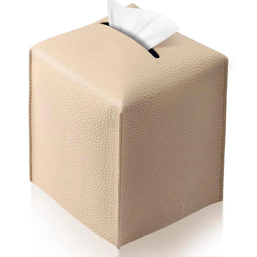 Modern PU Leather Square Tissue Box Cover Holder-Decorative Holder/Organizer for Bathroom Vanity Countertop, Night Stands,Office