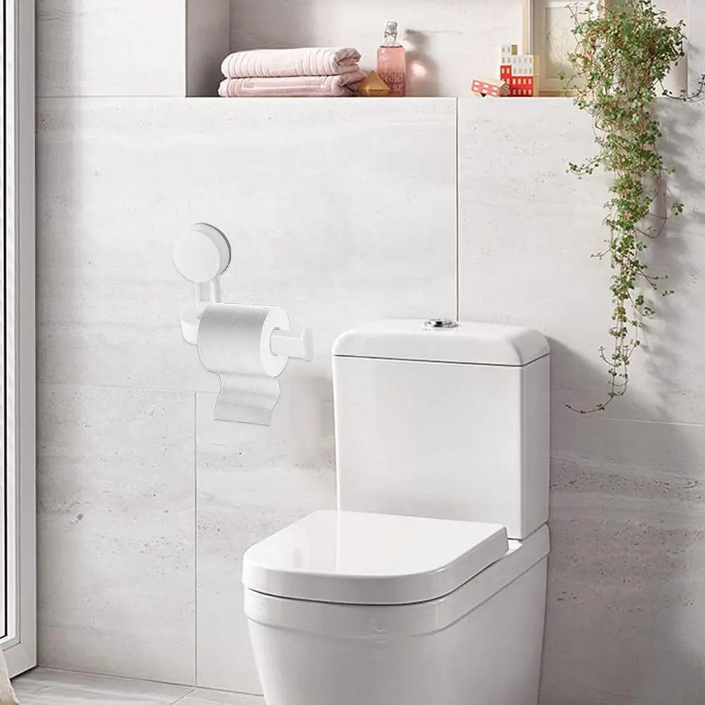 Toilet Paper Holder Suction Multi-Purpose Suction Toilet Paper Bracket Stick-On Bathroom Tissue Holder with Thickened Design