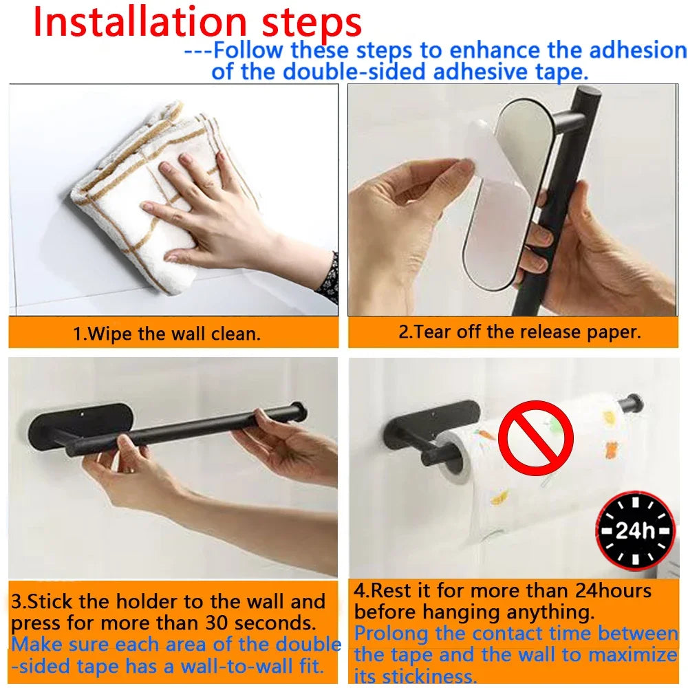 1PCS Kitchen Paper Towel Holder Toilet Paper Holder Adhesive Tissue Rack Napkin Dispenser Cabinet Storage Bathroom Accessories