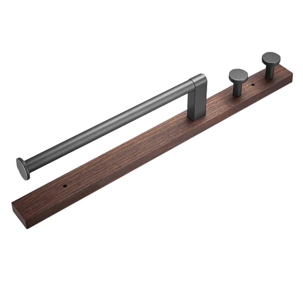 Wooden Walnut towel bar Bathroom solid wood towel rack Bathroom towel rack Hook rack