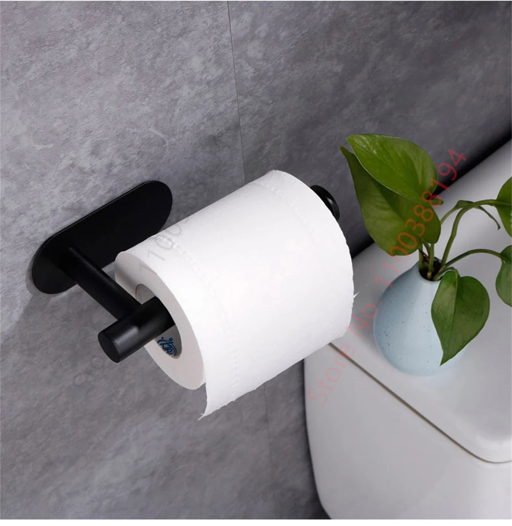 Adhesive Toilet Roll Paper Holder Organizer Wall Mount Storage Stand Kitchen Bathroom No Drill Tissue Towel Dispenser Stainless