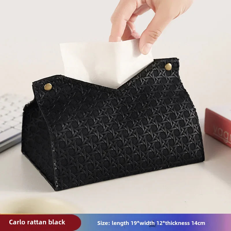 Luxury Woven Paper Towel Box Home Creative Living Room Storage Car Simple Solid Color Tissue Box Dining Room Removable Tissue