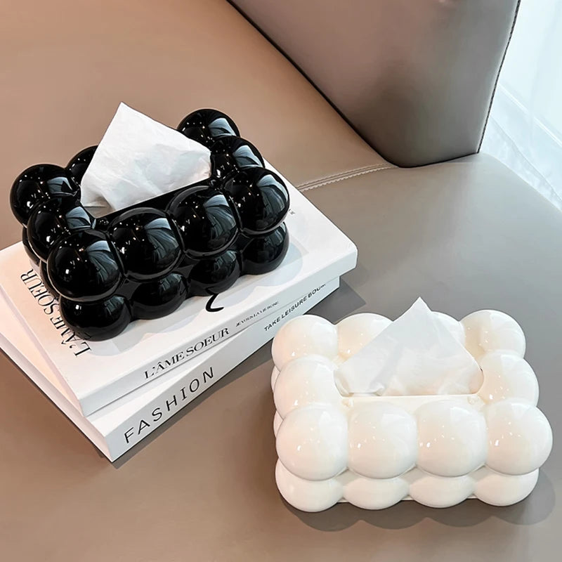 High Aesthetic Tissue Box, Home Living Room, High-End Tissue Storage, Paper Box, Cream Style Napkin Box