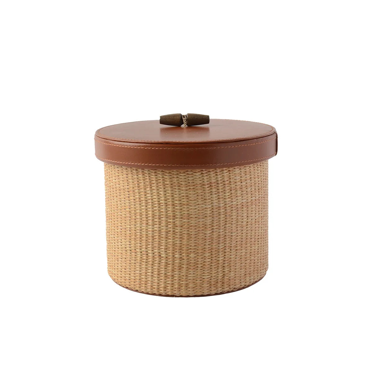 Seagrass Leather Napkin Holder Handwoven Tissue Storage Box French Style Elegant Table Decor Home Organizer Straw Wicker Design