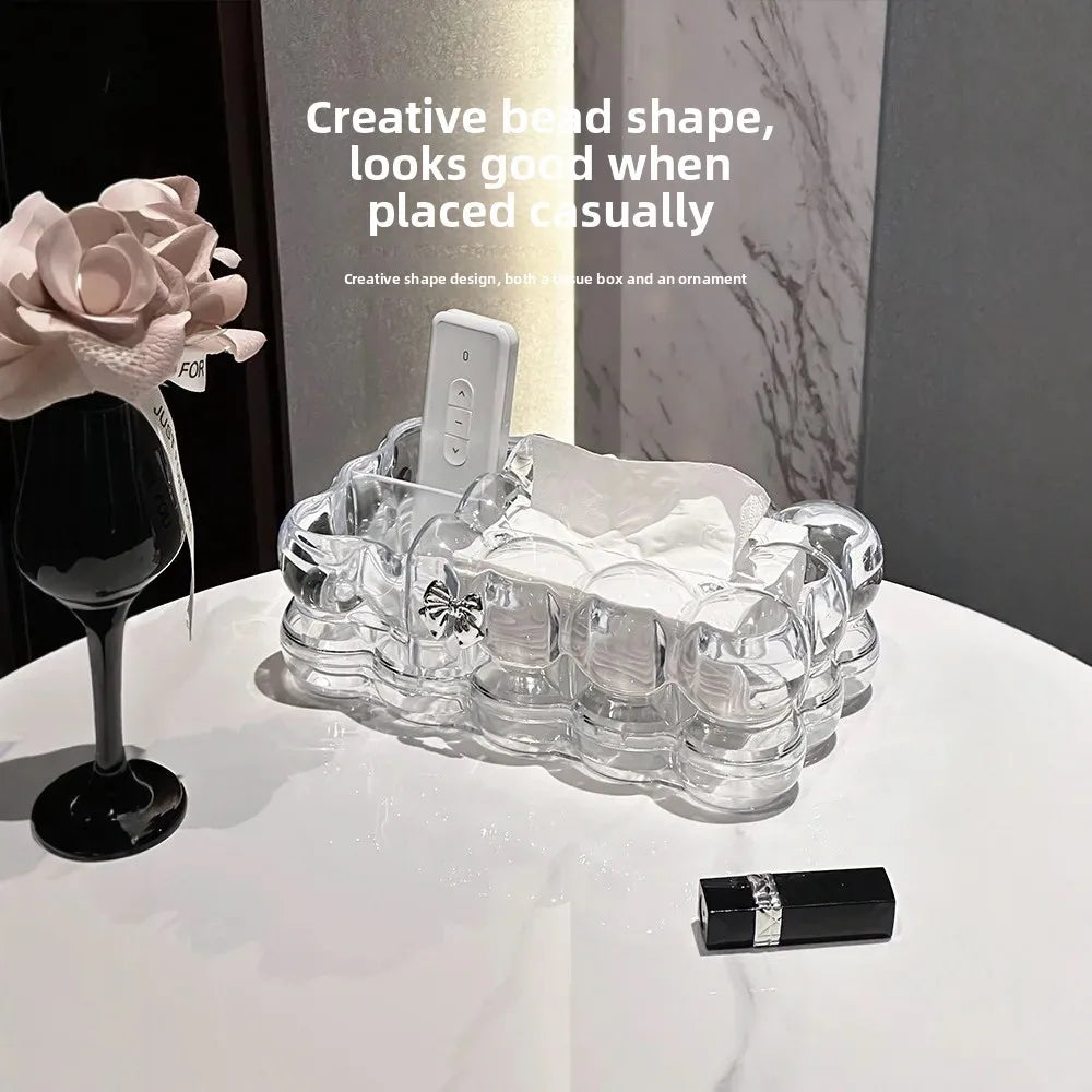 Nordic Style Tissue Box Transparent High Aesthetic Value for Living Room Coffee Table Drawstring Tissue Box Creative Personalize