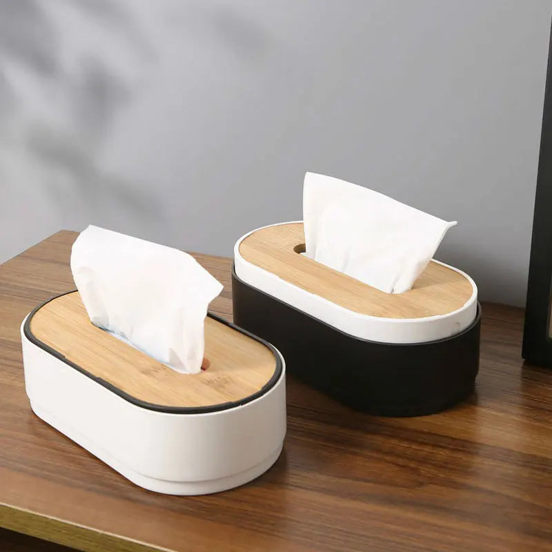 Bamboo Tissue Box Holder Cover Toilet Paper Storage Dispenser Handmade Bathroom Living Room Vanity Napkin Organizer Case