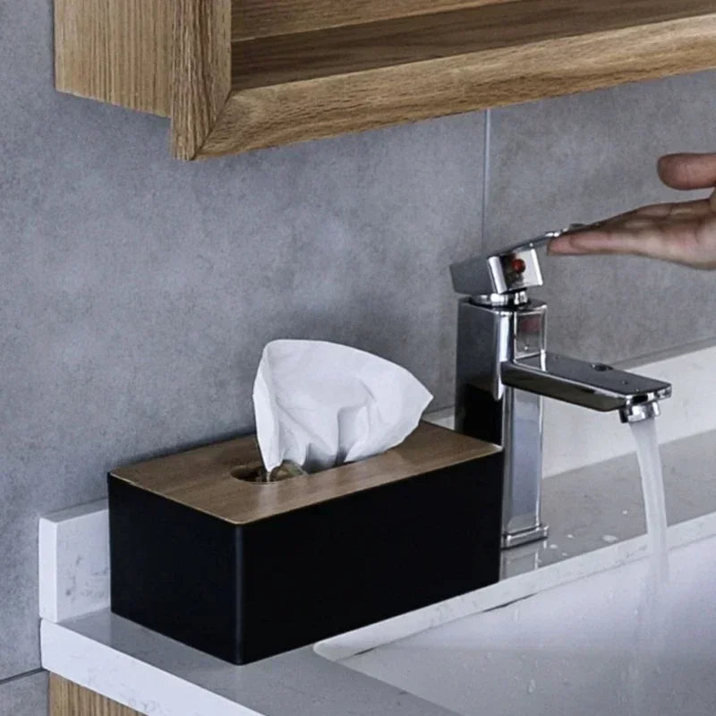 Tissue Box Table Napkin Rings Tissue Case Paper Box Container Bamboo Cover Solid Wood Storage Box Home Tissue Box Holder