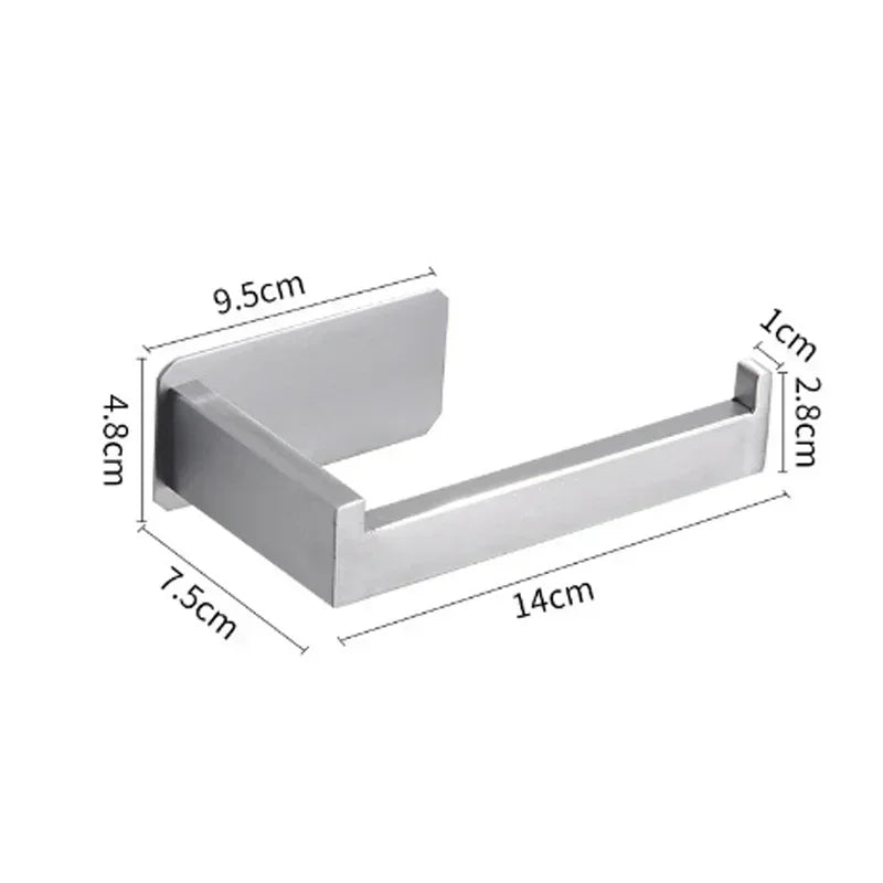 Stainless Steel Toilet Roll Holder Self Adhesive in Bathroom Tissue Paper Holder Black Finish Easy Installation no Screw