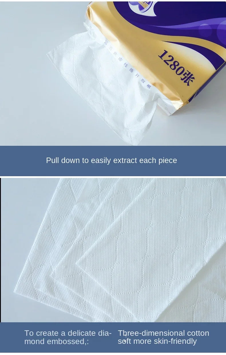 Bulk Pack Toilet Paper for Home Use Soft Embossed Tissues Bottom Extraction Hand Towels Bathroom Paper Essentials