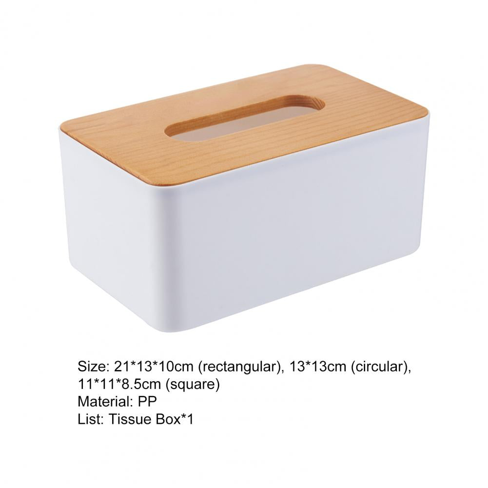 Plastic Tissue Box Wooden Lid Square Napkin Holder Container Wet Tissue Paper Dispenser Case Modern Home Car Organizer