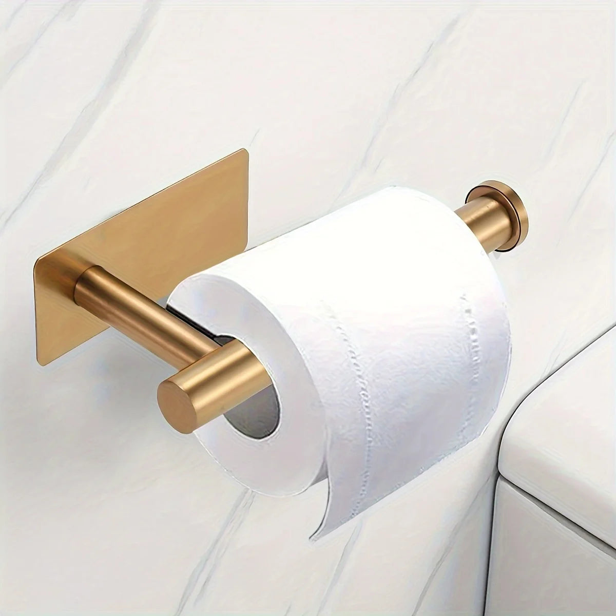 Heavy Duty Stainless Steel Toilet Paper Holder, Self-Adhesive No-Drill Wall Mount, Brushed Finish Bathroom Tissue Roll Dispenser
