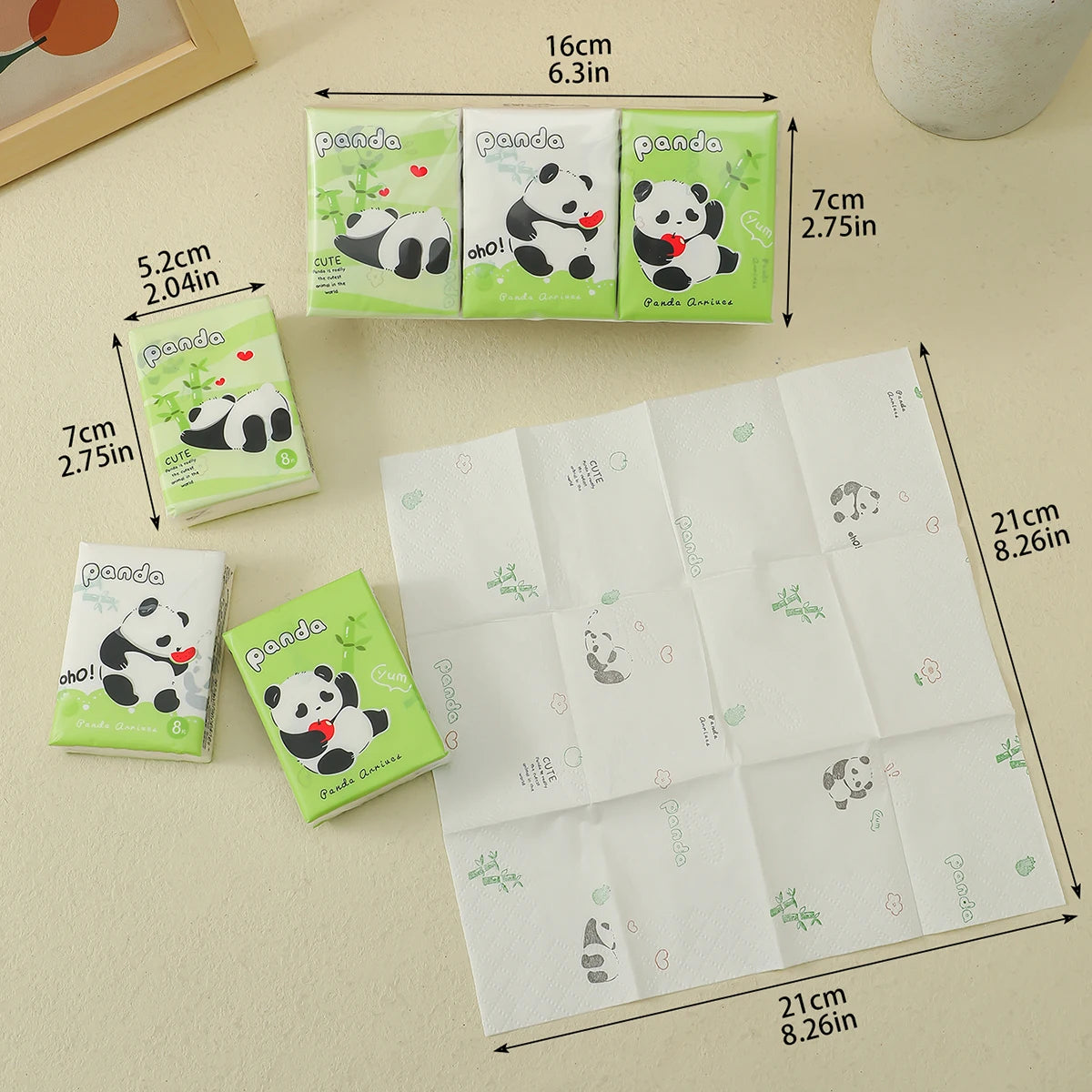 9pcs/pack Fashionable Lucky Cat Handkerchief Paper Student Portable Small Pack Cartoon Printed Hand Tissue For Daily Cleaning