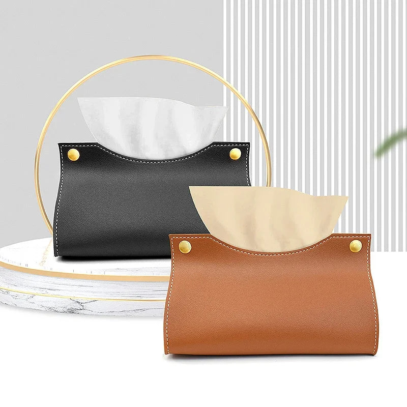 Pu Leather Tissue Box Cover Holder Car Living Room Bedroom Decoration Kitchen Desktop Nordic Home Napkin Holder Large Storage
