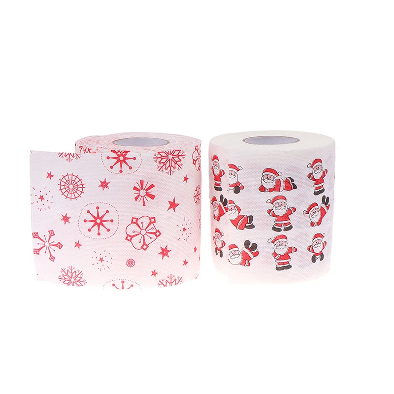 Creative Cartoon Toilet Paper Christmas Pattern Series Roll Paper Santa Claus Reindeer Hygienic Paper Rolls Funny Napkins
