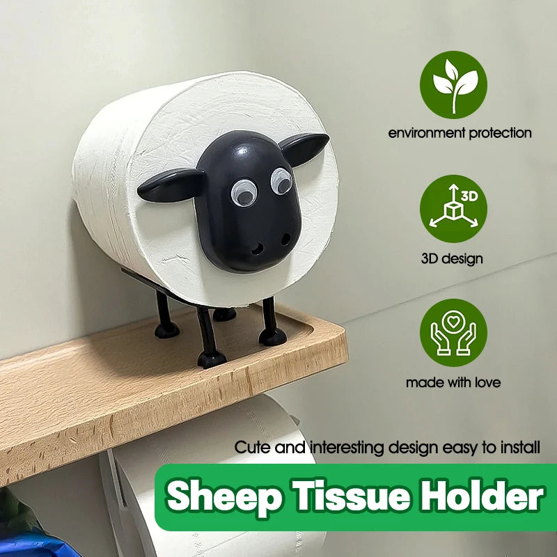 New Cute Sheep Shape Toilet Paper Holder Stand, Free Standing Animal Tissue Rack Storage for Bathroom Bedroom Decor, Funny Decor