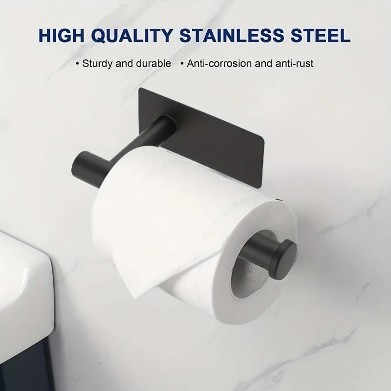 Heavy Duty Stainless Steel Toilet Paper Holder, Self-Adhesive No-Drill Wall Mount, Brushed Finish Bathroom Tissue Roll Dispenser