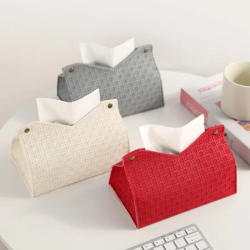 Luxury Woven Paper Towel Box Home Creative Living Room Storage Car Simple Solid Color Tissue Box Dining Room Removable Tissue