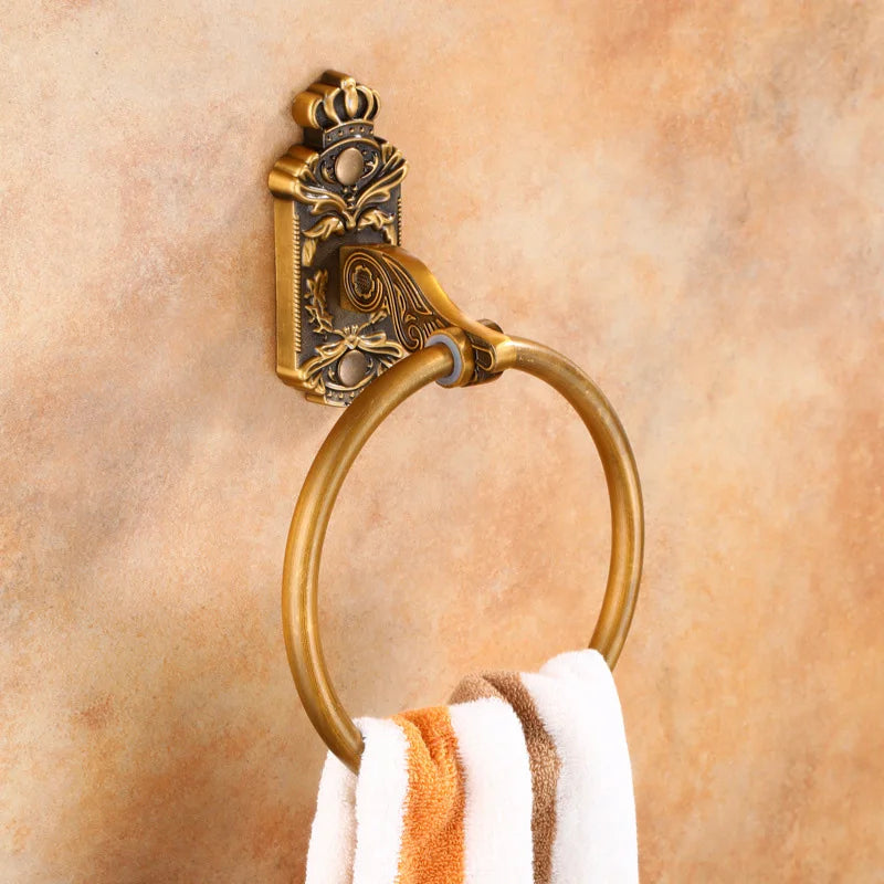 Antique Solid Aluminum Bathroom Hardware Set, Wall Mounted Towel Bar & Soap Basket & Toilet Paper Holder & Robe Hook