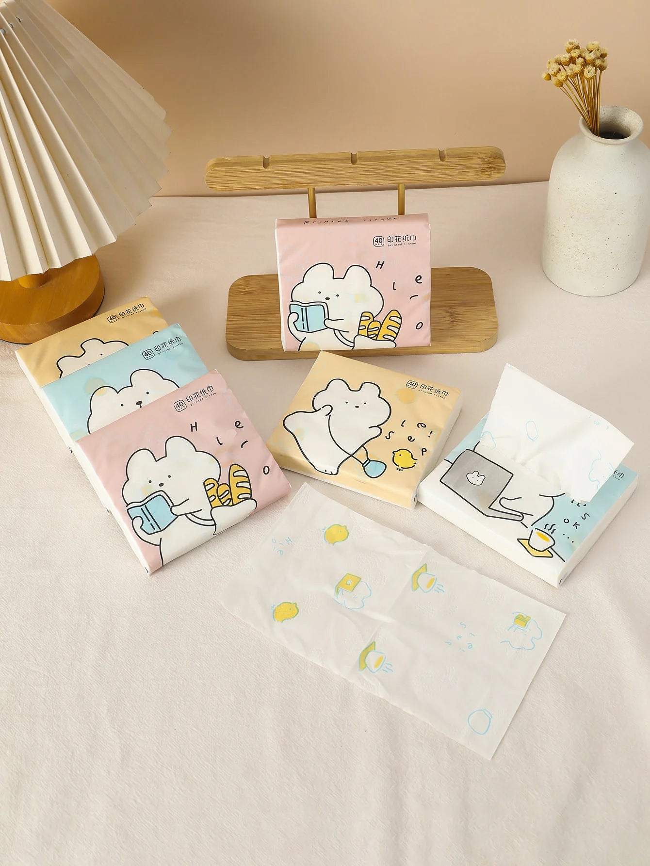 3 packs thickened cartoon printed facial tissue small pack convenient paper towels handkerchief napkins household goods