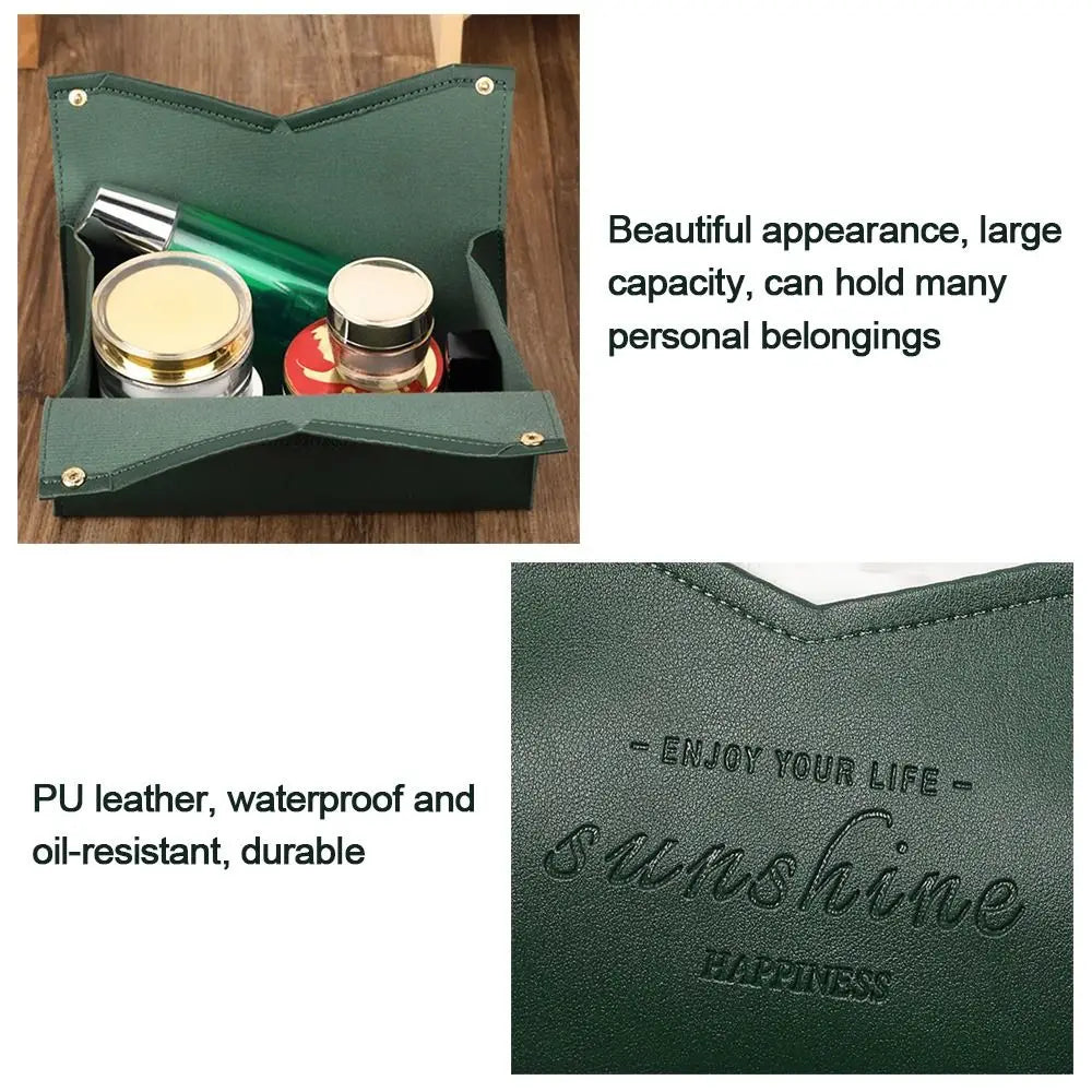 Tissue Box Holder Home Living Room Coffee Table Desktop Simple Napkin Box Kitchen Storage Paper Box PU Leather Organizers