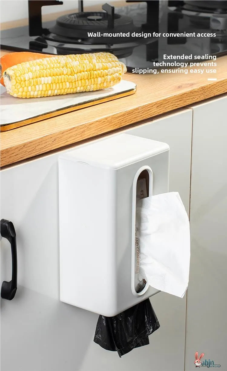 Wall-Mounted Tissue Box Kitchen Home Use Napkin Holder Storage Box Drop-In No-Punching Required Simple Rectangular Plastic De...