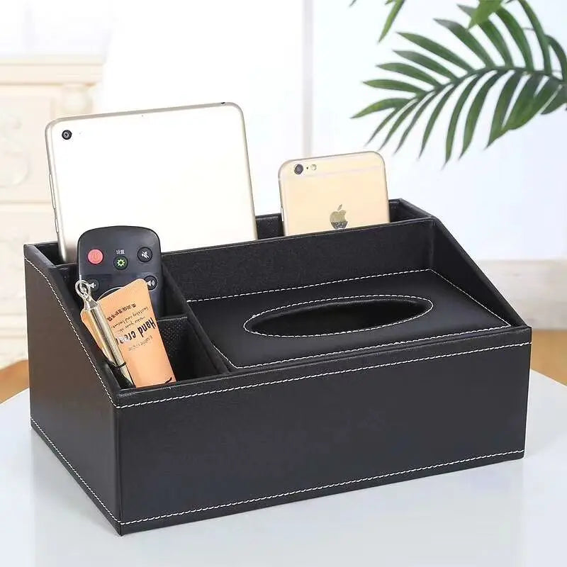 European Sle Creative Leather Wallpaper Multi-Function Tissue Box Living Room Coffee Table Remote Control Storage Basket